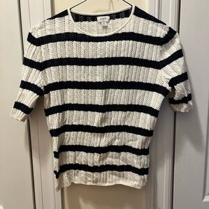 J. Crew Navy and White Striped Women's sweater knit Top - S but fits like M